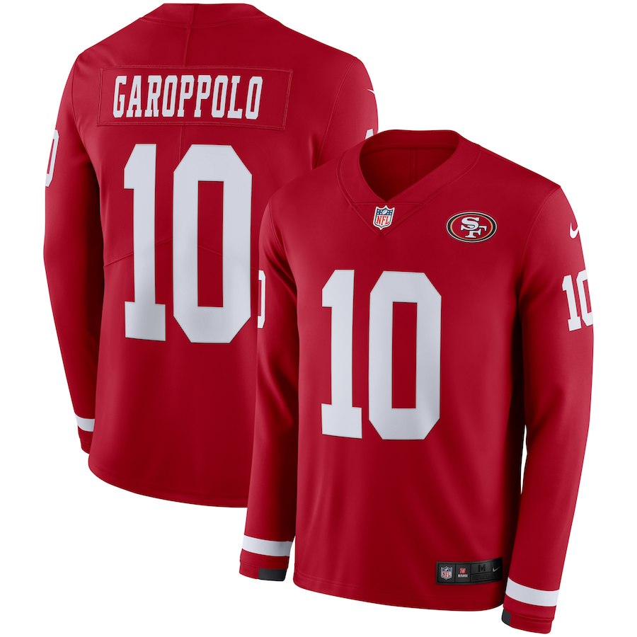 Men San Francisco 49ers #10 Garoppolo red Limited NFL Nike Therma Long Sleeve Jersey->new york jets->NFL Jersey